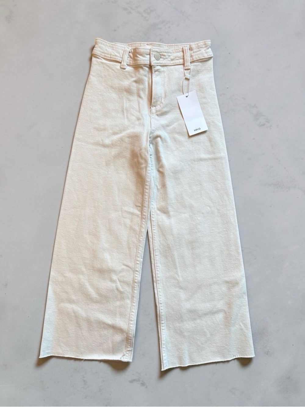 NEW MNG | Cream Cropped Wide-Leg Pant | Frayed | Girls 8